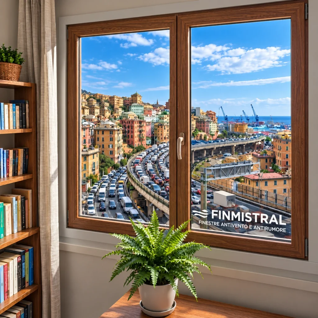 Finestra Antirumore Genova ad alto isolamento acustico installata izon na sopraelevata tra Foce, Centro Storico, e Sampierdarena e Via Pierargostini